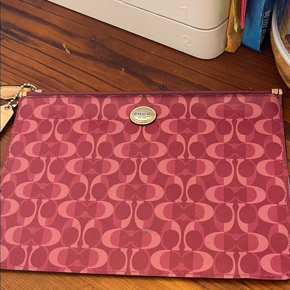 Coach Red Patterned Clutch